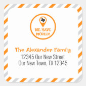 Orange wir bewegten Streifen Quadratischer Aufkleber (Vorderseite)