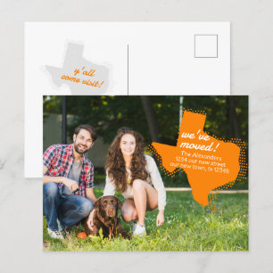 Orange wir haben uns bewegt - gepunktete Texas bew Postkarte