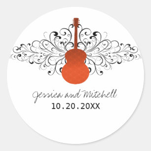 Orange Wirbel Gitarre Wedding Stickers