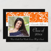 Orange Wirbel Vine Foto Abschluss Ankündigung (Vorne/Hinten)