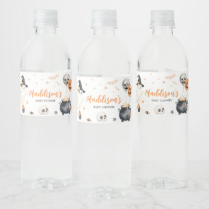 Orange Witch Ghost Little Boo Baby Dusche Wasserflaschenetikett