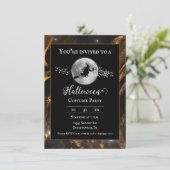 Orange Witch Silhouette Halloween-Party Einladung (Stehend Vorderseite)