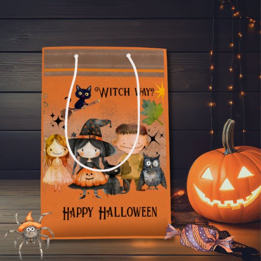 Orange Witch Way Halloween Mittlere Geschenktüte