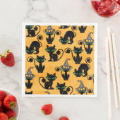 ORANGE WITH CUTE HALLOWEEN CATS WITH GREEN EYES SERVIETTE (Beispiel)