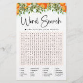 Orange Word Search Game Brautparty Card (Vorderseite)