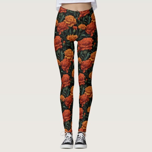 Orange Workout Wear Carnation Accent Gifts For  Leggings (Vorderseite)