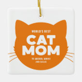 Orange World's Best Cat Mama Keramikornament (Vorderseite)