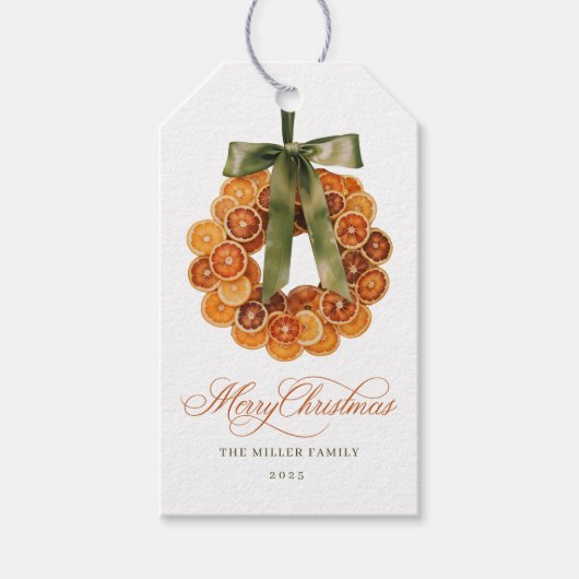 Orange Wreath Christmas Geschenkanhänger (Vorderseite)