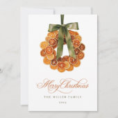 Orange Wreath Weihnachtskarte Feiertagskarte (Vorderseite)