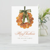 Orange Wreath Weihnachtskarte Feiertagskarte (Stehend Vorderseite)