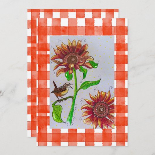 Orange Wren Einladung (Vorne/Hinten)