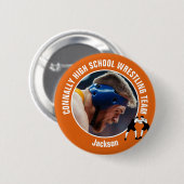 Orange Wrestling Team Photo High School Wrestler Button (Vorne & Hinten)