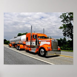 Orange Ya eifersüchtiges Kenworth Plakat