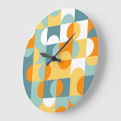 Orange Yellow Aquamarin Blue Seafoam Retro Art Mus Große Wanduhr (Winkel)