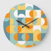 Orange Yellow Aquamarin Blue Seafoam Retro Art Mus Große Wanduhr (Vorderseite)