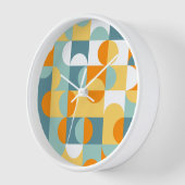Orange Yellow Aquamarin Blue Seafoam Retro Art Mus Uhr (Winkel)