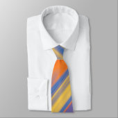Orange Yellow Blue Abstrakt Stripes Krawatte (Gebunden)