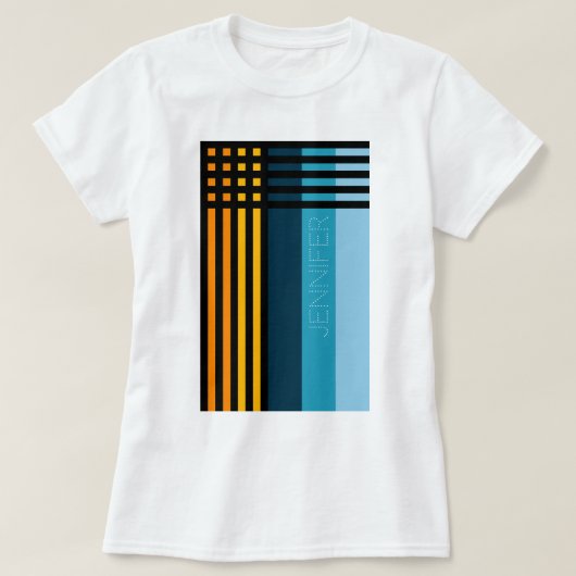 Orange Yellow Blue Black Stripes Name Custom T-Shirt (Design vorne)