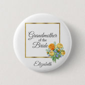 Orange Yellow Blue Floral Großmutter von Bride Button (Vorderseite)