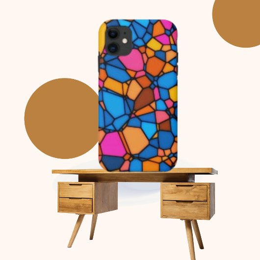 Orange Yellow Blue Pink Brown Mosaik Art Pattern Case-Mate iPhone Hülle