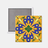 Orange Yellow Blue Spanish Tile Kitchenette Magnet (Vorderseite/Rückseite)