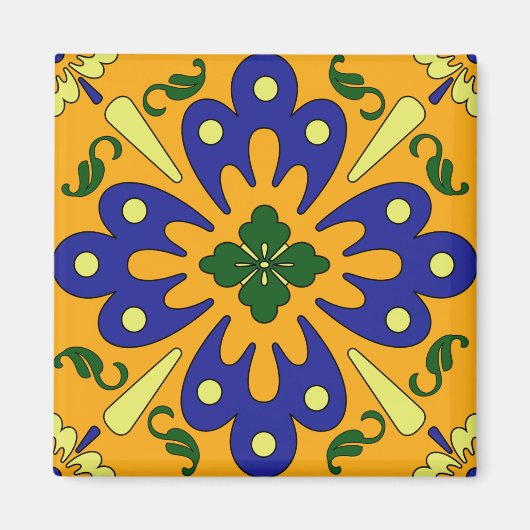 Orange Yellow Blue Spanish Tile Kitchenette Magnet (Vorne)