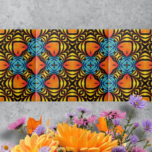 Orange Yellow Blue Symmetrische Arrangements Fliese