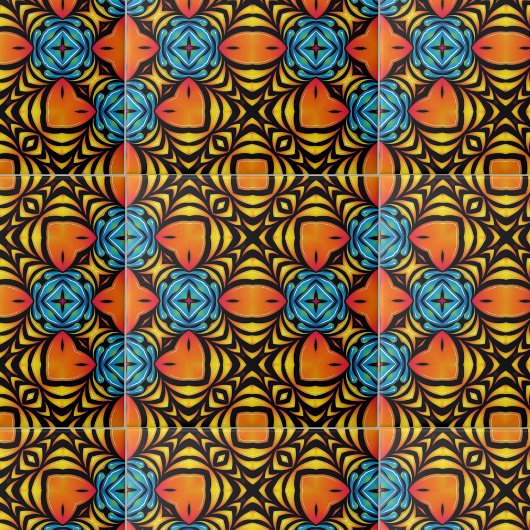 Orange Yellow Blue Symmetrische Arrangements Fliese