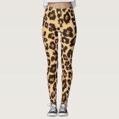 Orange Yellow Brown Black Leopard Animal Print Leggings (Vorderseite)