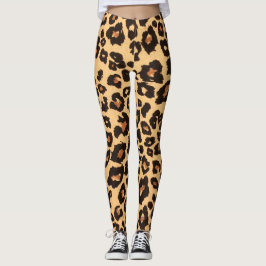 Orange Yellow Brown Black Leopard Animal Print Leggings