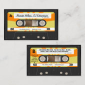 Orange/Yellow Cassette Tape Music DJ Disk Jockey Visitenkarte (Vorne/Hinten)
