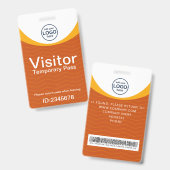 Orange Yellow Corporate Visitor Pass ID Barcode Ausweis (Vorder- & Rückseite)