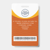 Orange Yellow Corporate Visitor Pass ID Barcode Ausweis (Rückseite)