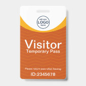 Orange Yellow Corporate Visitor Pass ID Barcode Ausweis (Vorderseite)