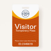 Orange Yellow Corporate Visitor Pass ID Barcode Ausweis (Vorderseite)