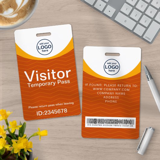 Orange Yellow Corporate Visitor Pass ID Barcode Ausweis