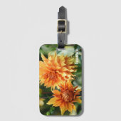 Orange & Yellow Dahlia Garden Blume Monogramm Gepäckanhänger (Vorderseite Vertikal)