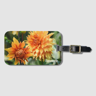 Orange & Yellow Dahlia Garden Blume Monogramm Gepäckanhänger