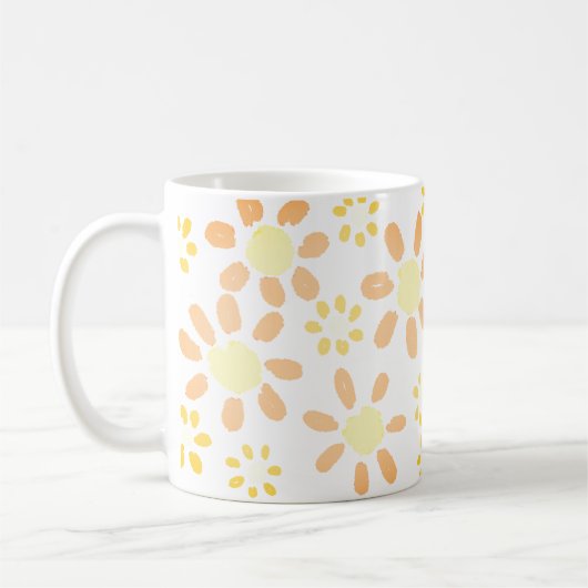 Orange Yellow Daisy Blume Aquarellmuster Kaffeetasse (Links)
