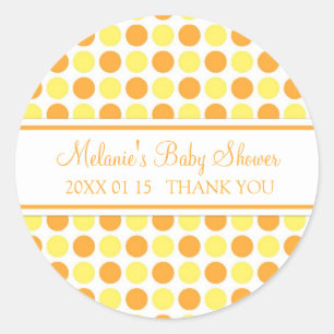 Orange Yellow Dots Baby Dusche Pflegeaufkleber Runder Aufkleber