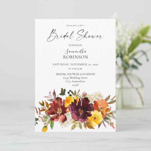 Orange & Yellow-Fall-Brautparty Einladung (Stehend Vorderseite)