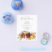 Orange & Yellow Fall Floral Brautparty Flyer (Einzeln)