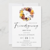 Orange & Yellow Floral Friendsgiving Wreath Einladung (Vorderseite)