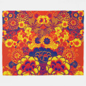 ORANGE YELLOW FLOWERS Peony, Rose Japanisches Blum Fleecedecke (Vorderseite (Horizontal))