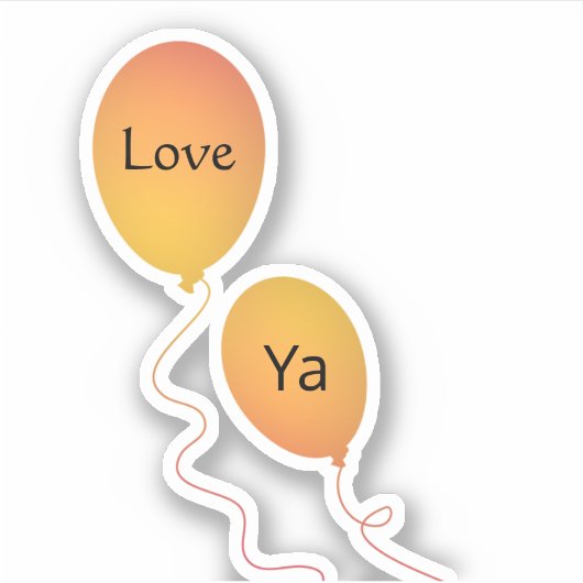 Orange Yellow Flying Liebe Ya Balloons String Aufkleber (Vorderseite)
