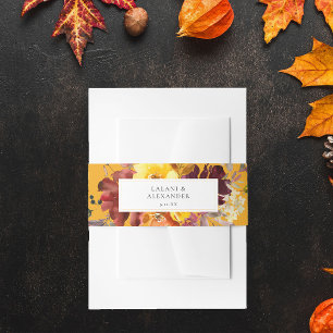 Orange & Yellow Gold Fall Floral 5-Gold Einladungsbanderole