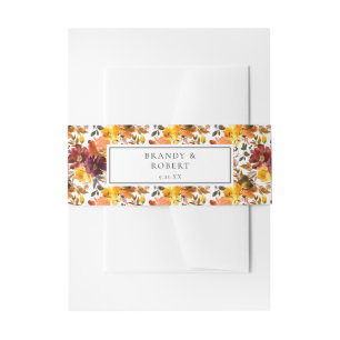 Orange & Yellow Gold Fall Floral Einladungsbanderole