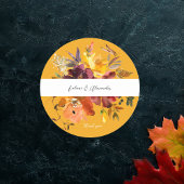 Orange & Yellow Gold Floral 2V2 Danke - Gold Runder Aufkleber