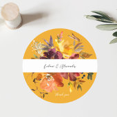Orange & Yellow Gold Floral 2V2 Danke - Gold Runder Aufkleber