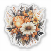 Orange Yellow Gray Blume Bouquet Aufkleber (Vorderseite)